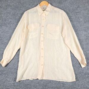 VENEZIA‎ vitale Women's Cream 100% Silk Long Sleeve Button Up Shirt Size 14/16